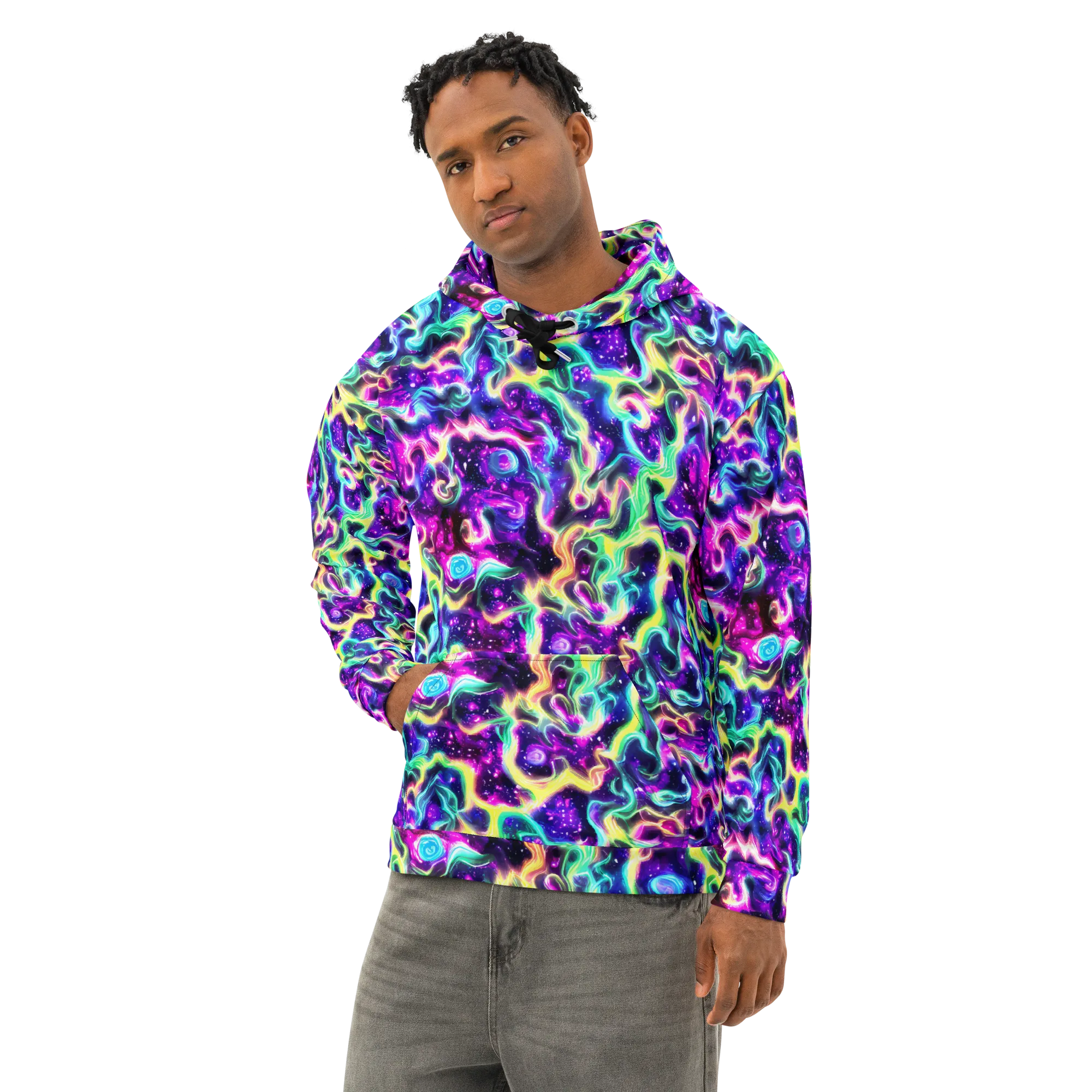 Radiant Warp on Cotton Hoodie — Left Front