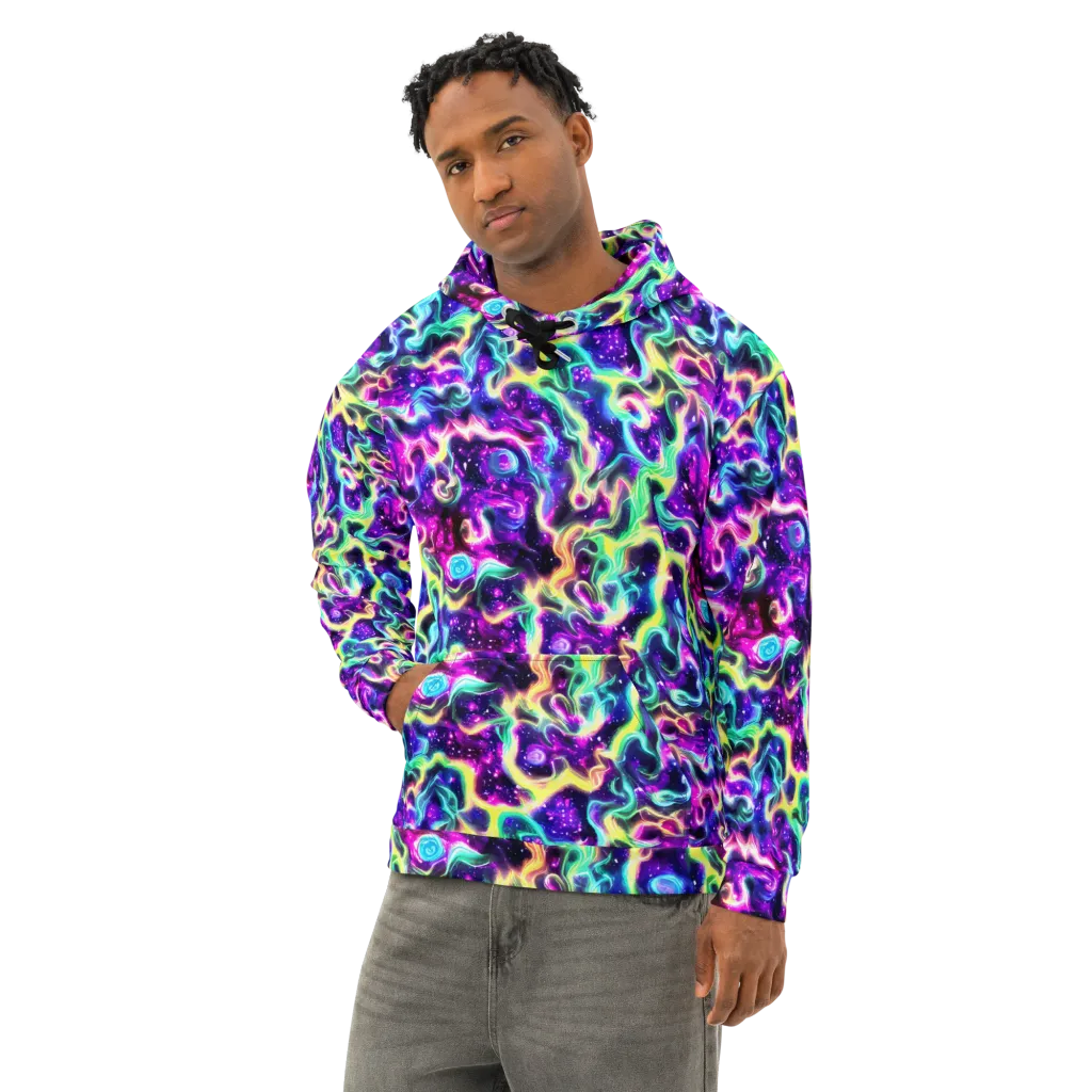 Radiant Warp on Cotton Hoodie — Left Front