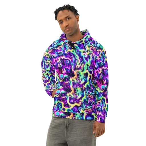 Radiant Warp on a Cotton Hoodie