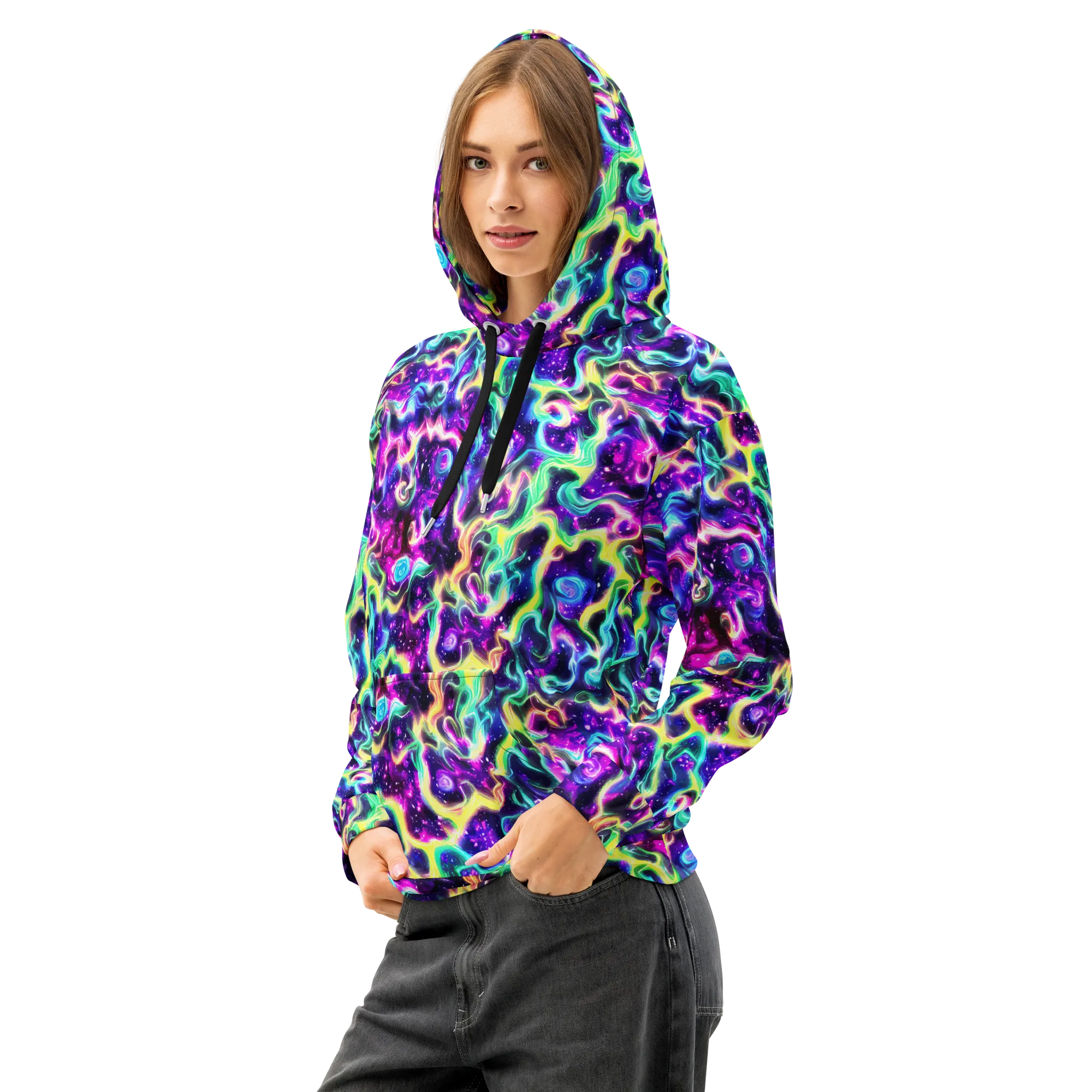 Radiant Warp on Cotton Hoodie — Left Front