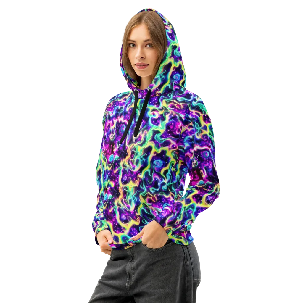 Radiant Warp on Cotton Hoodie — Left Front