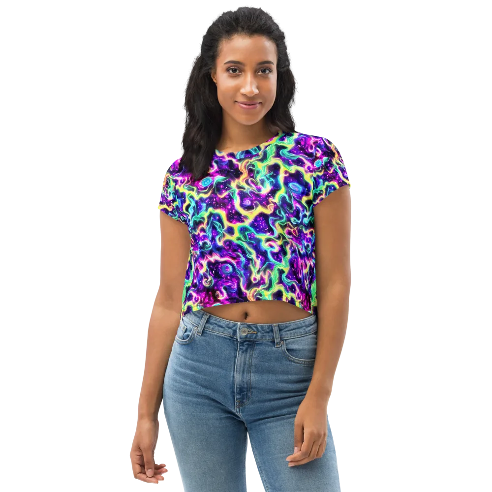 Radiant Warp on Crop Tee — Front