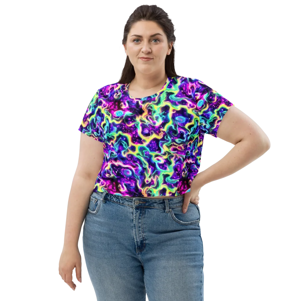 Radiant Warp on Crop Tee — Front