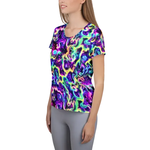 Radiant Warp on a Women's Athletic T-Shirt
