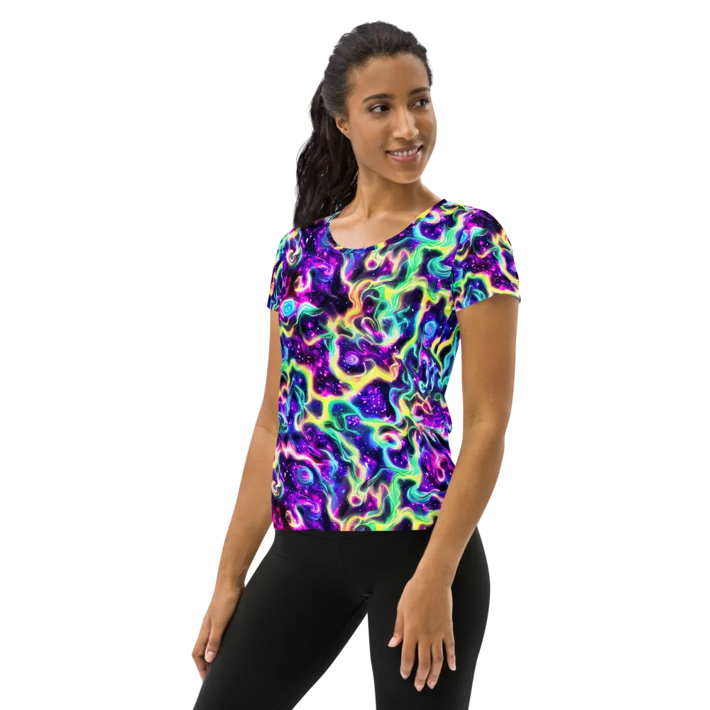 Radiant Warp on Women's Athletic T-Shirt — Left