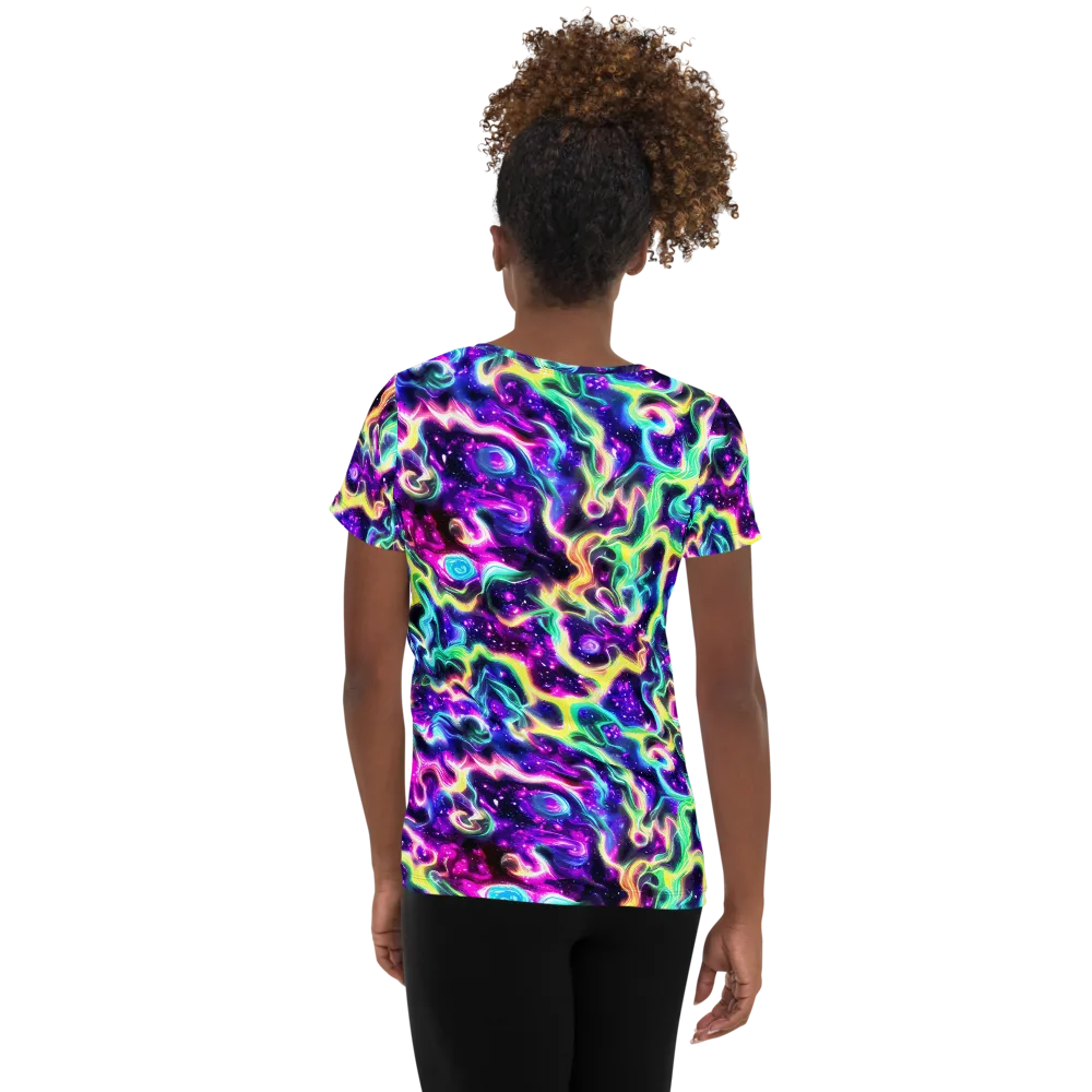 Radiant Warp on Women's Athletic T-Shirt — Back