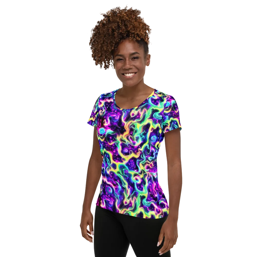 Radiant Warp on Women's Athletic T-Shirt — Left