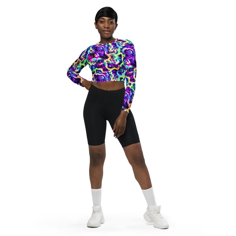 Radiant Warp on Long Sleeve Crop Top — Front