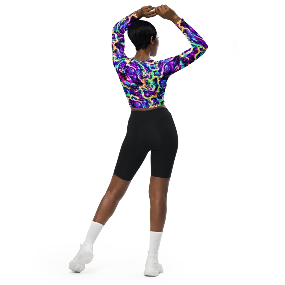 Radiant Warp on Long Sleeve Crop Top — Back