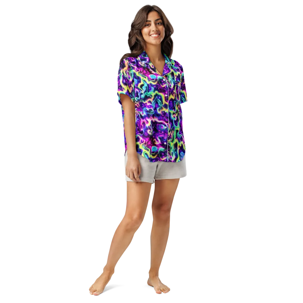 Radiant Warp on Women's Short Sleeve Pajama Top — Front