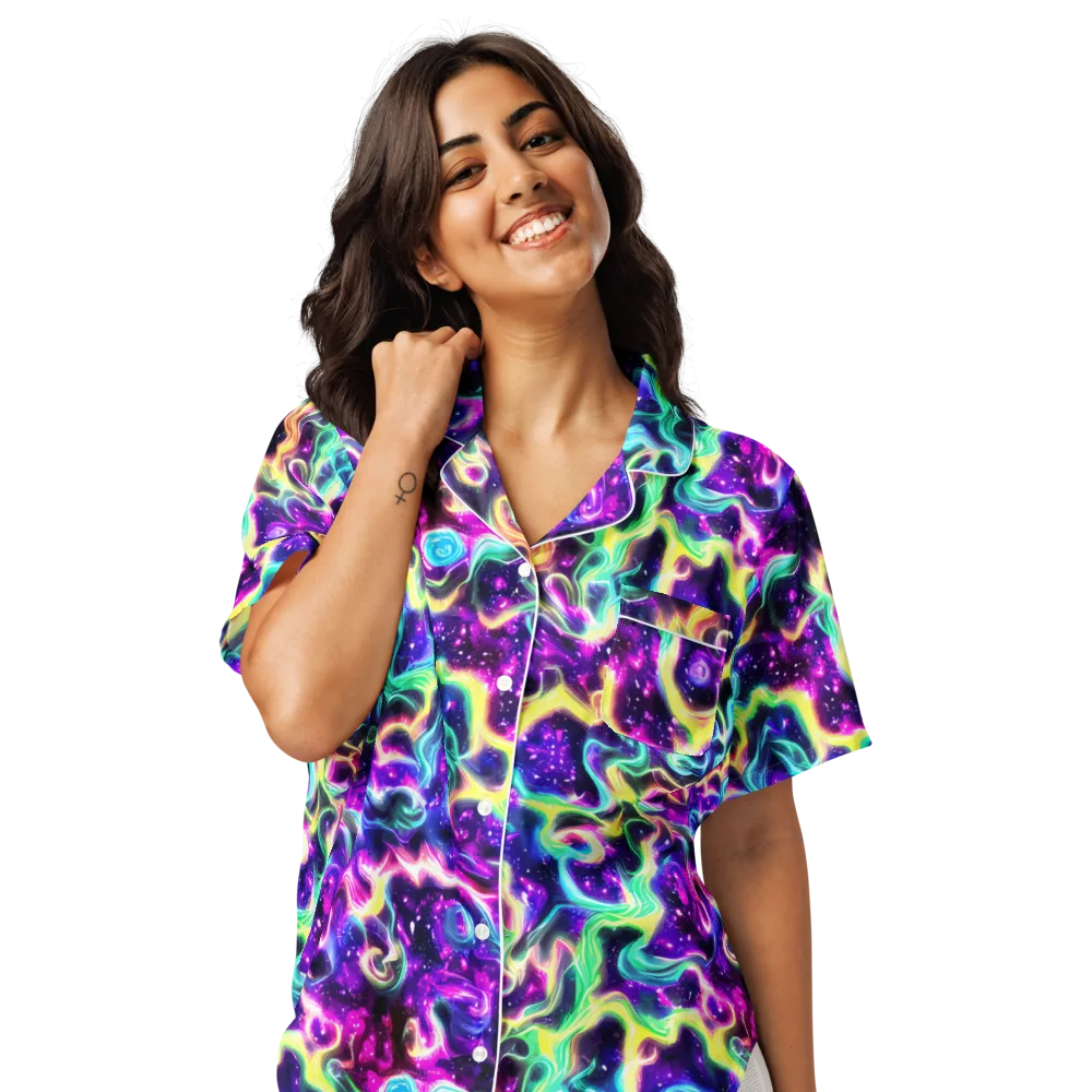 Radiant Warp on Women's Short Sleeve Pajama Top — Front