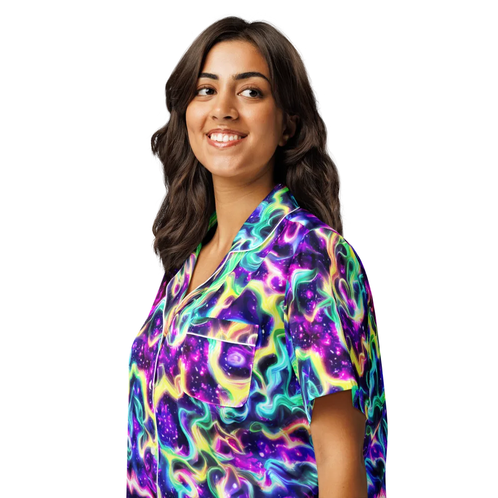 Radiant Warp on Women's Short Sleeve Pajama Top — Left Front