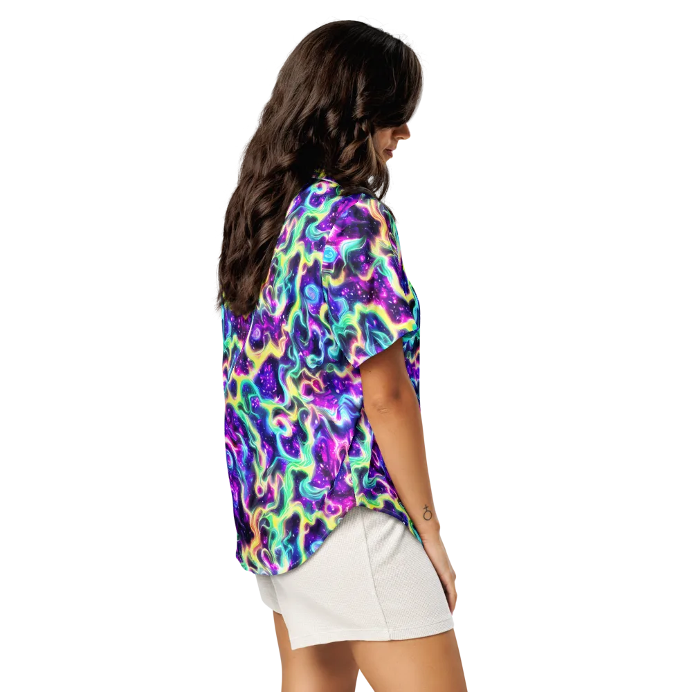Radiant Warp on Women's Short Sleeve Pajama Top — Right Back