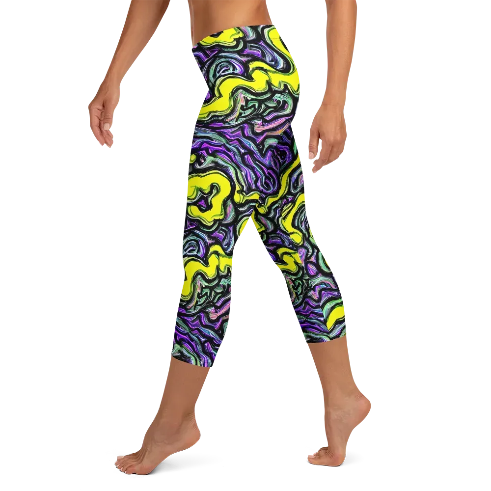 Acid Ripple on Capri Leggings — Left