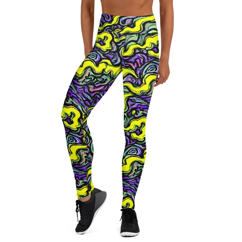 Acid Ripple on Yoga Leggings — Front