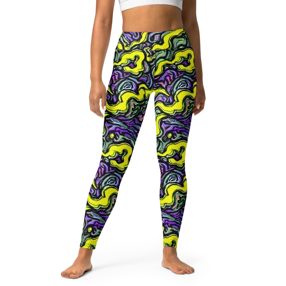 Acid Ripple on Yoga Leggings — Front