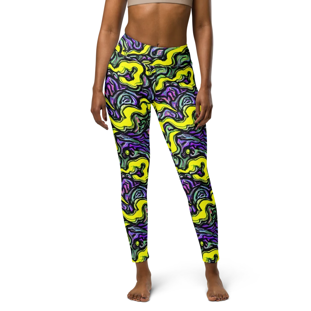 Acid Ripple on Yoga Leggings — Front