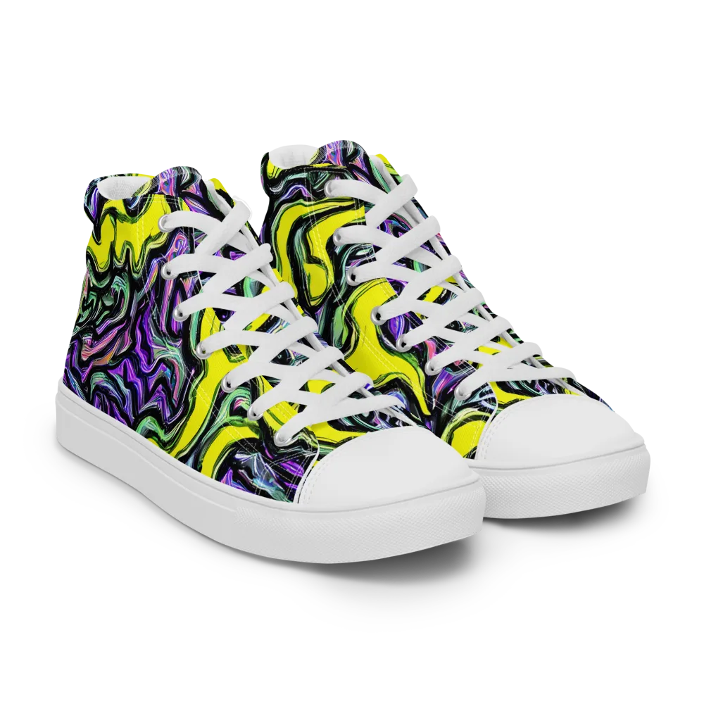 Acid Ripple on Men's High Top Canvas Shoes — Right Front