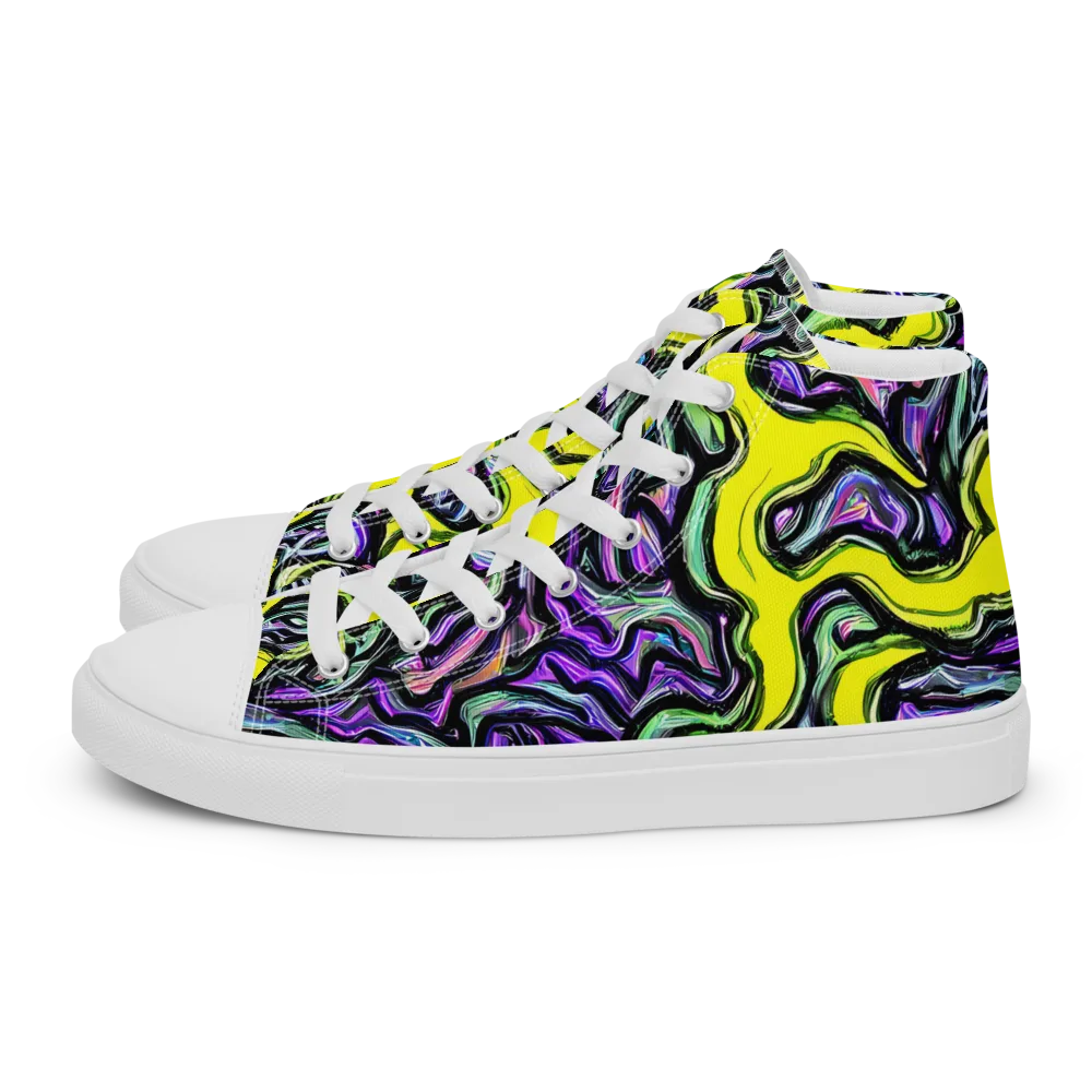 Acid Ripple on Men's High Top Canvas Shoes — Left