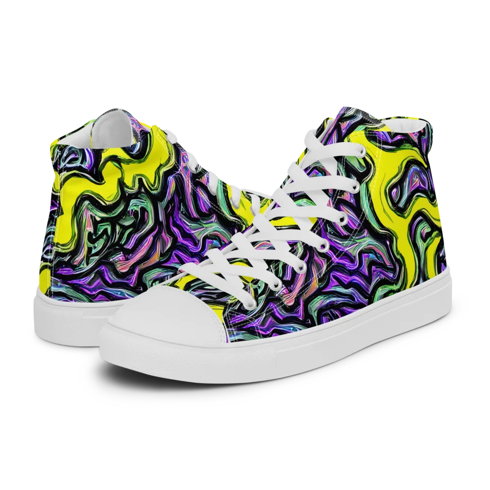 Acid Ripple on Men's High Top Canvas Shoes — Left
