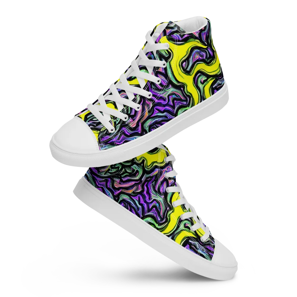 Acid Ripple on Men's High Top Canvas Shoes — Front