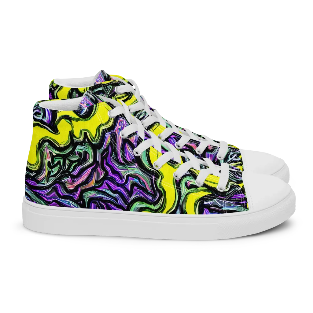 Acid Ripple on Women's High Top Canvas Shoes — Right