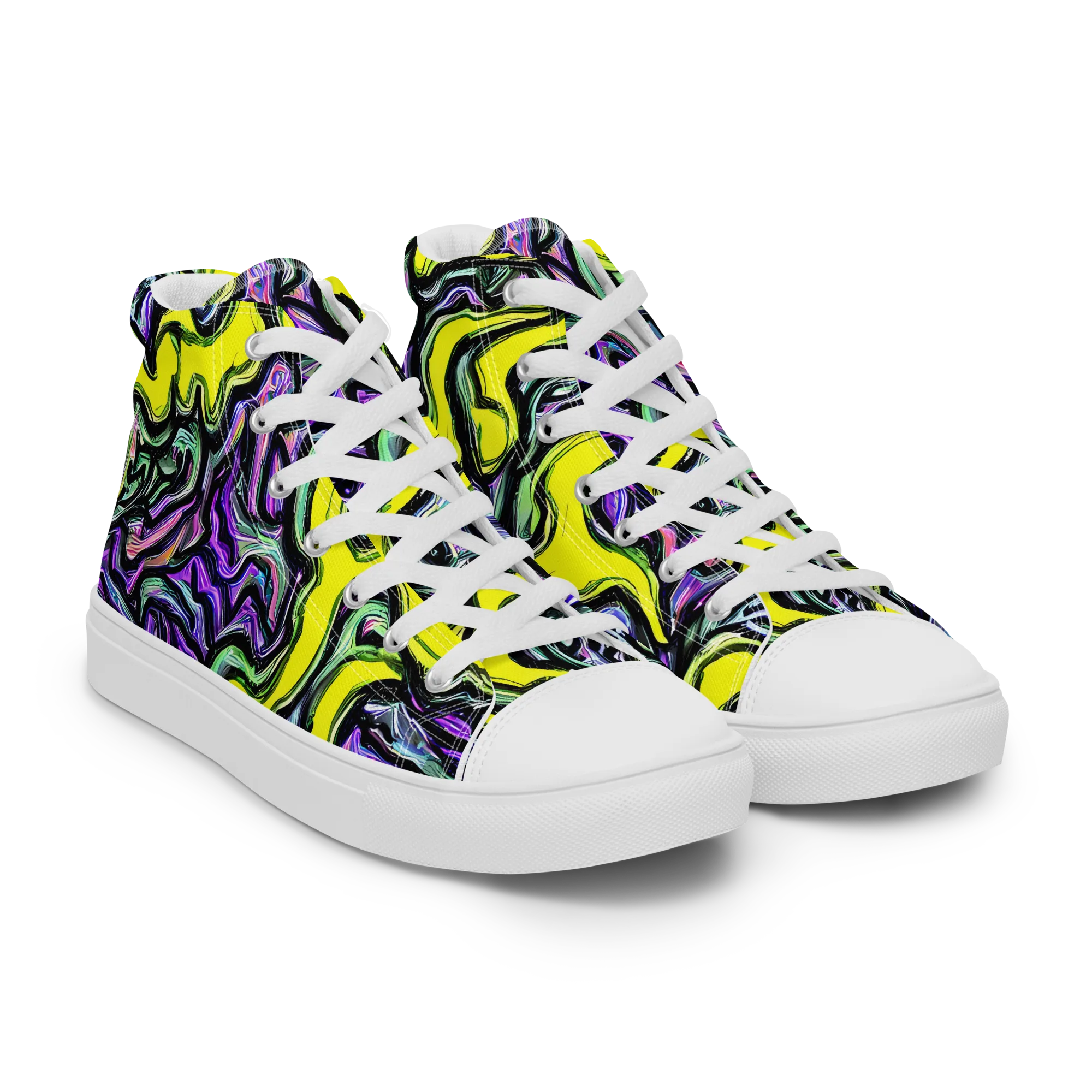 Acid Ripple on Women's High Top Canvas Shoes — Right Front
