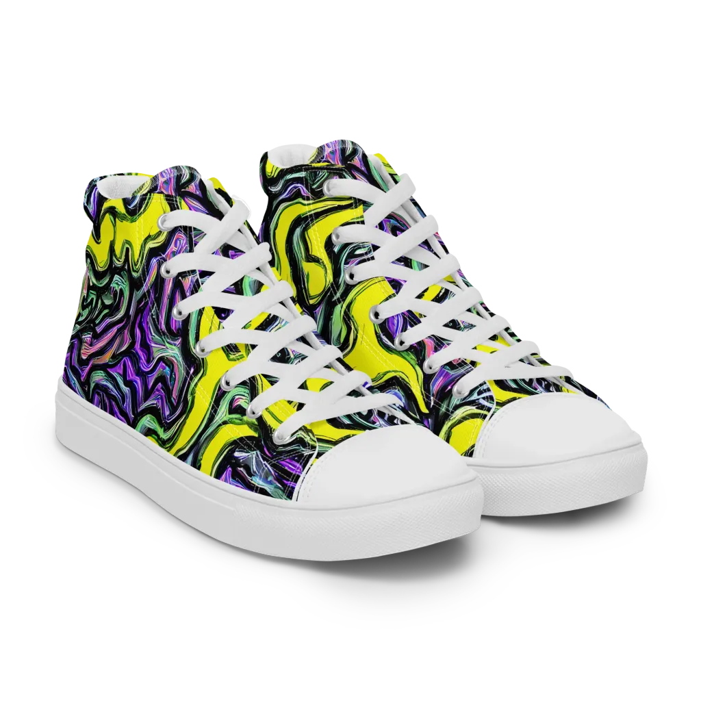 Acid Ripple on Women's High Top Canvas Shoes — Right Front