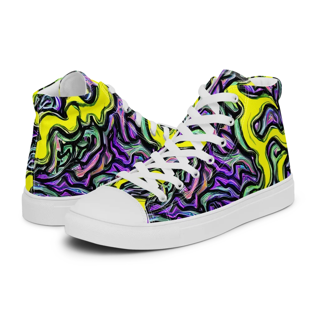 Acid Ripple on Women's High Top Canvas Shoes — Left