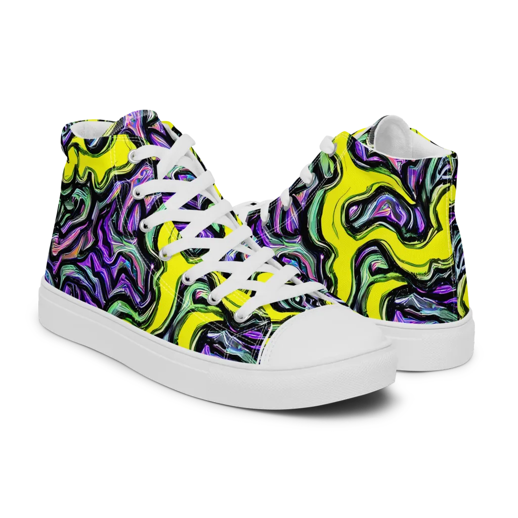 Acid Ripple on Women's High Top Canvas Shoes — Right