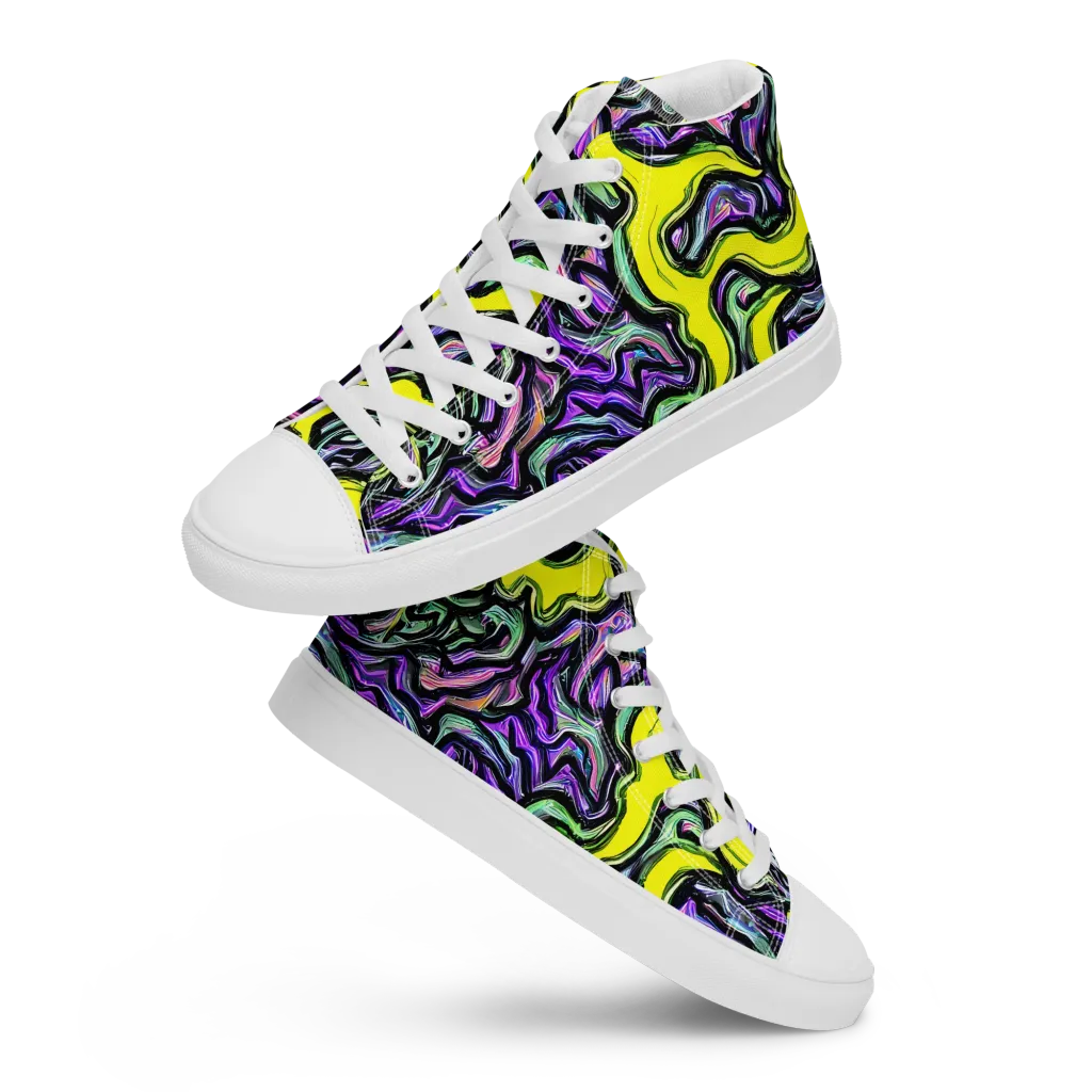 Acid Ripple on Women's High Top Canvas Shoes — Front