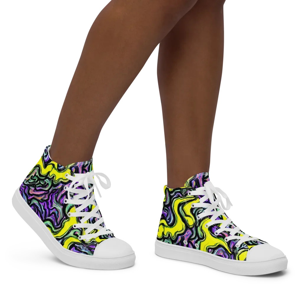 Acid Ripple on Women's High Top Canvas Shoes — Right