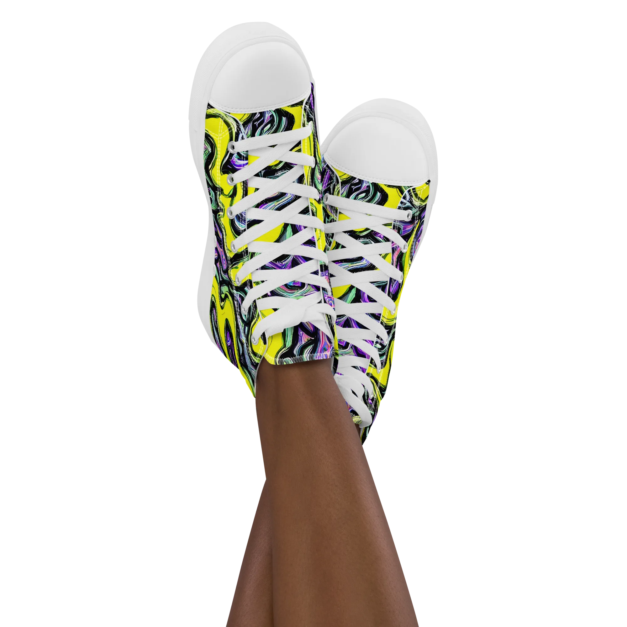 Acid Ripple on Women's High Top Canvas Shoes — Front