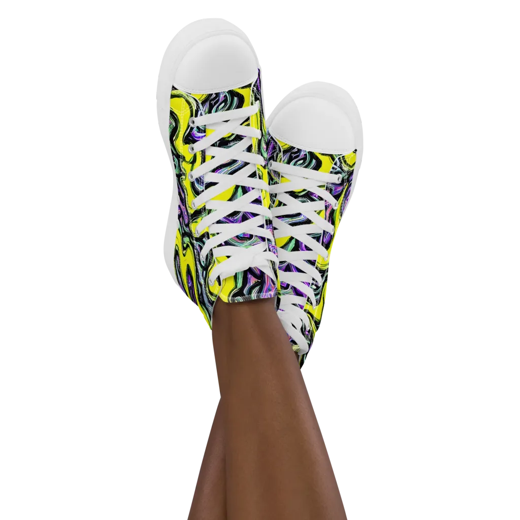 Acid Ripple on Women's High Top Canvas Shoes — Front