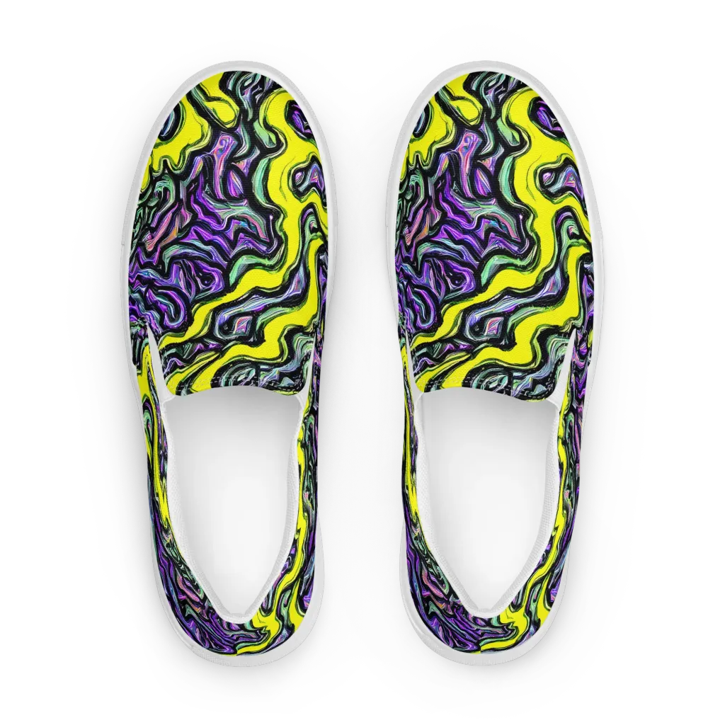 Acid Ripple on Men's Slip-On Canvas Shoes — Front