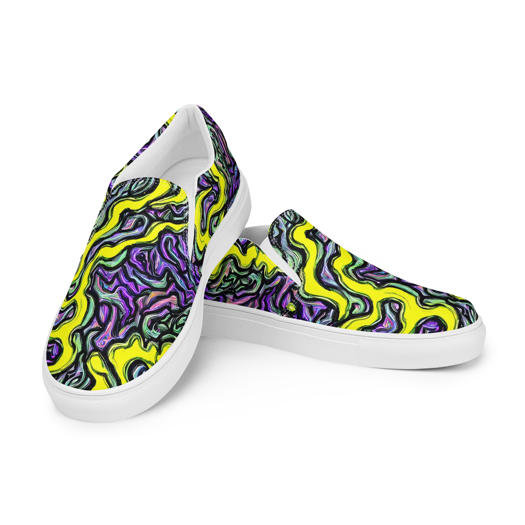 Acid Ripple on Men's Slip-On Canvas Shoes — Left Front