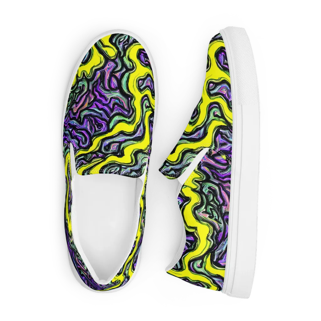 Acid Ripple on Men's Slip-On Canvas Shoes — Front