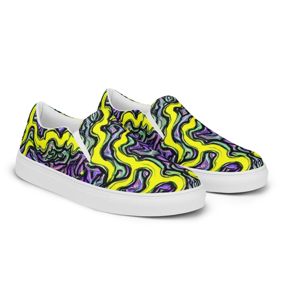 Acid Ripple on Women's Slip-On Canvas Shoes — Right Front