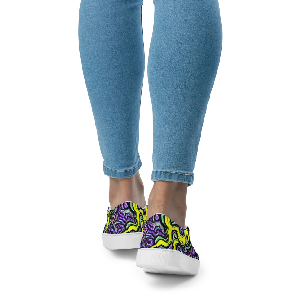Acid Ripple on Women's Slip-On Canvas Shoes — Back