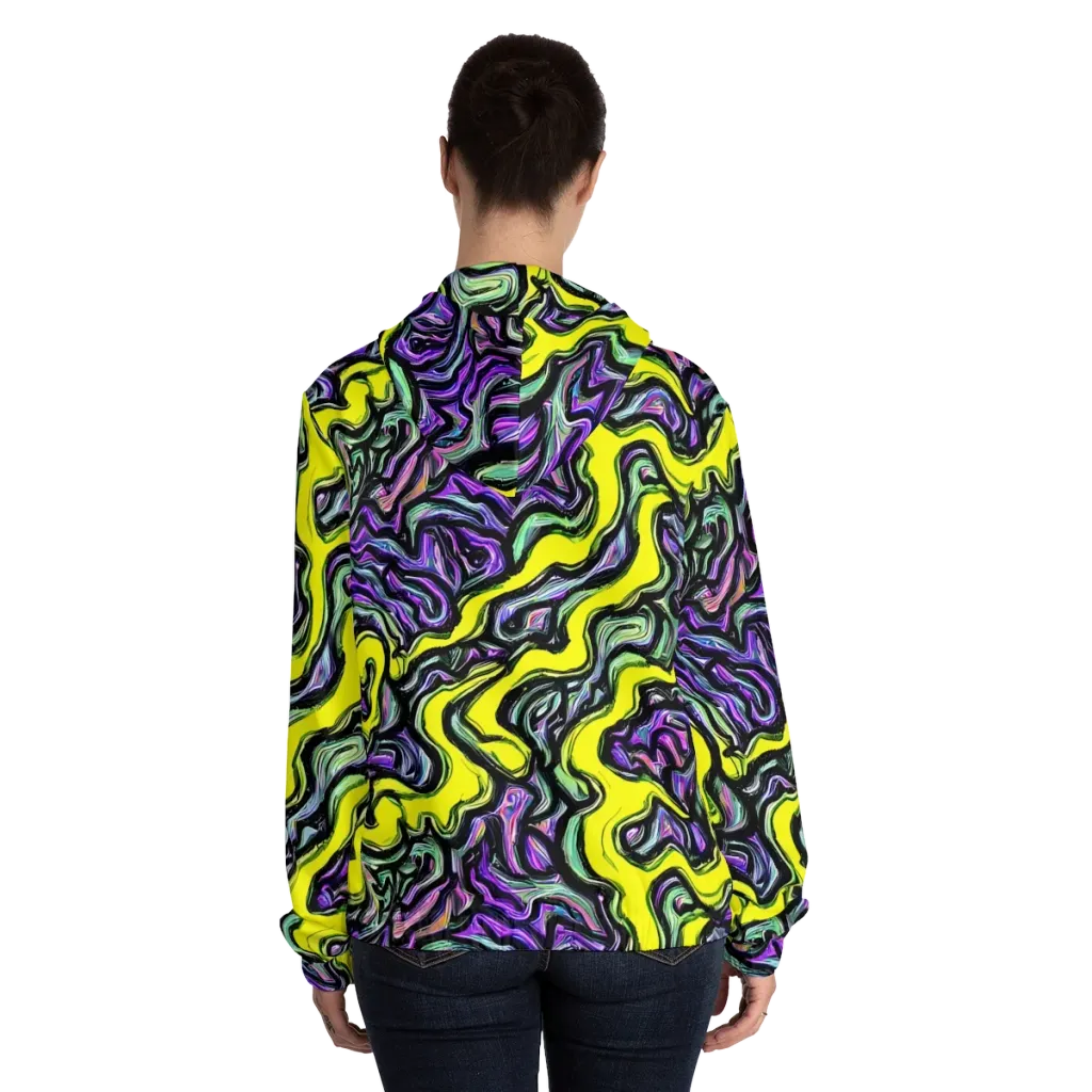 Acid Ripple on Women's Full-Zip Hoodie — Back On Person