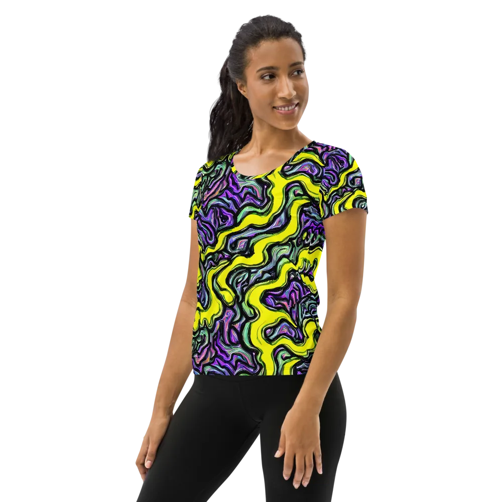 Acid Ripple on Women's Athletic T-Shirt — Left
