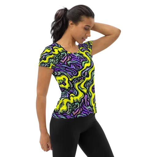 Acid Ripple on a Women's Athletic T-Shirt