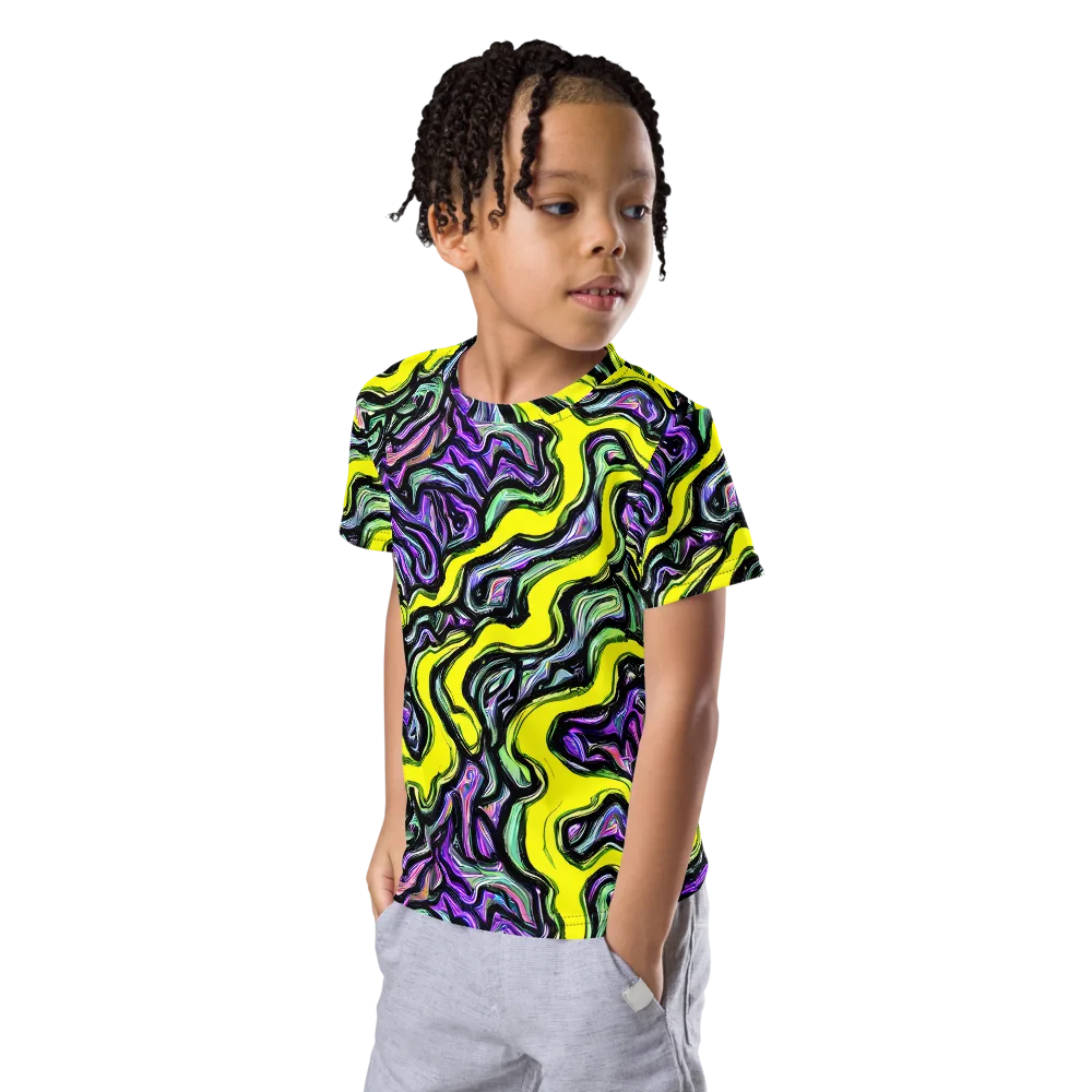Acid Ripple on Kids Crew Neck T-Shirt — Left Front