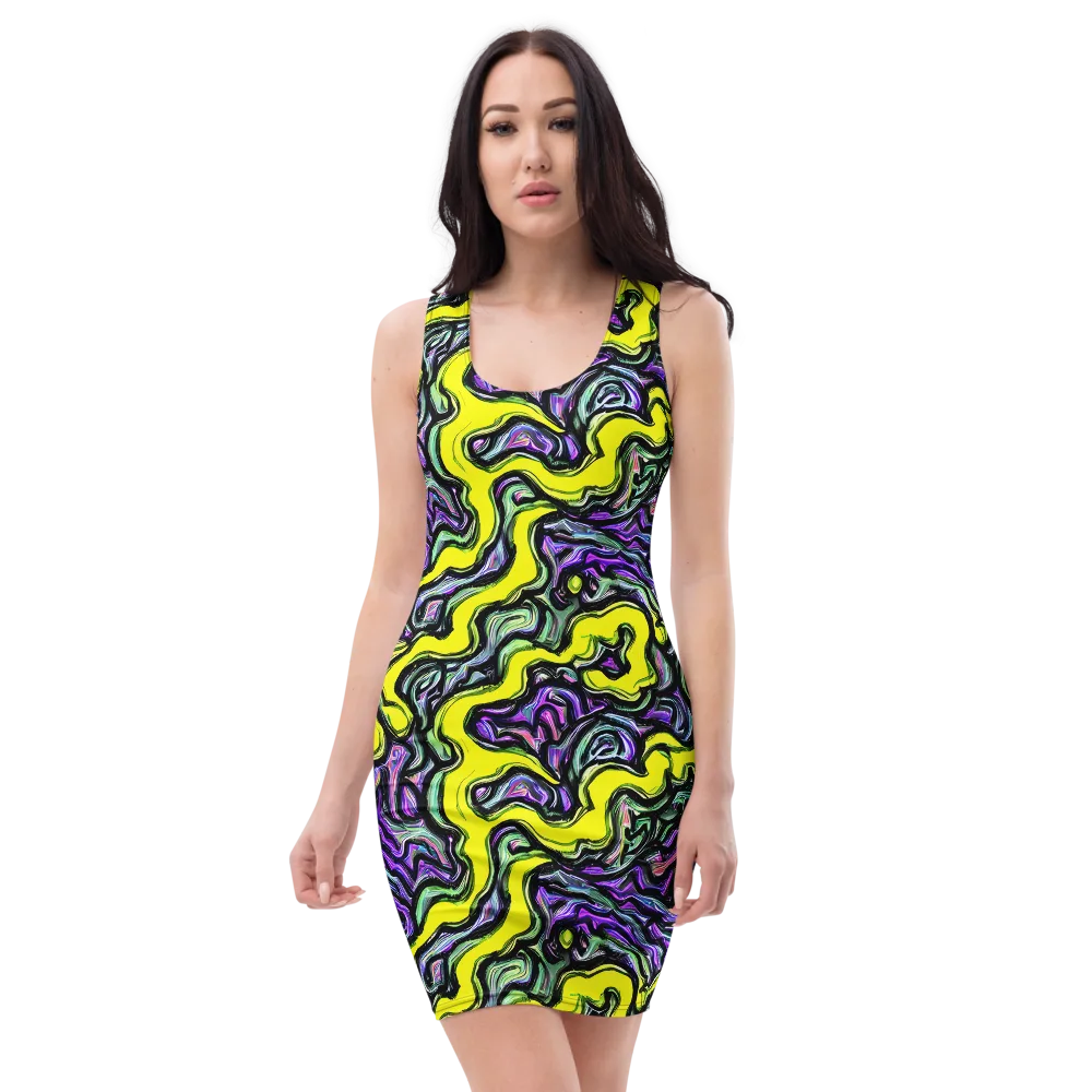 Acid Ripple on Bodycon Dress — Front