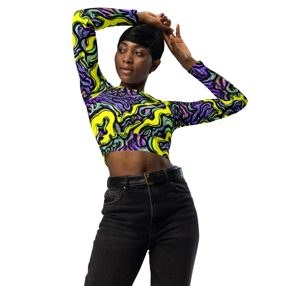 Acid Ripple on Long Sleeve Crop Top — Front