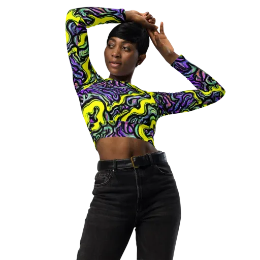 Acid Ripple on a Long Sleeve Crop Top