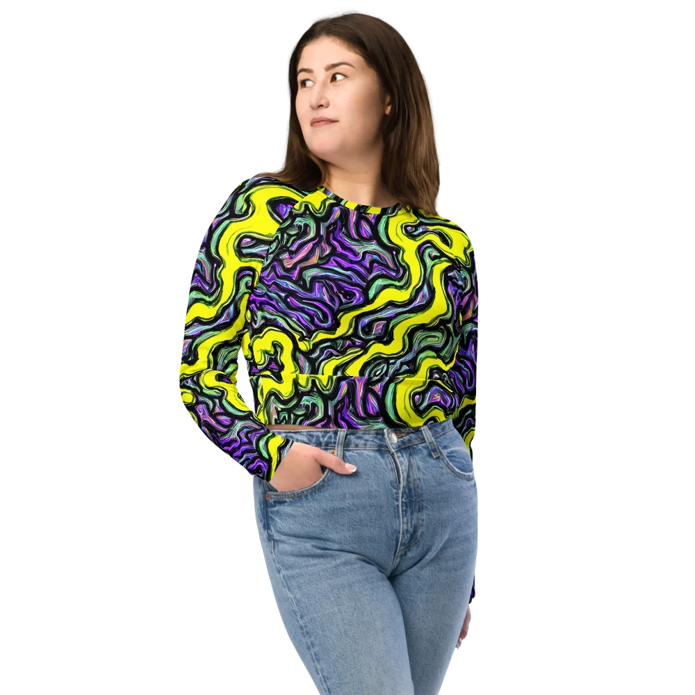 Acid Ripple on Long Sleeve Crop Top — Front