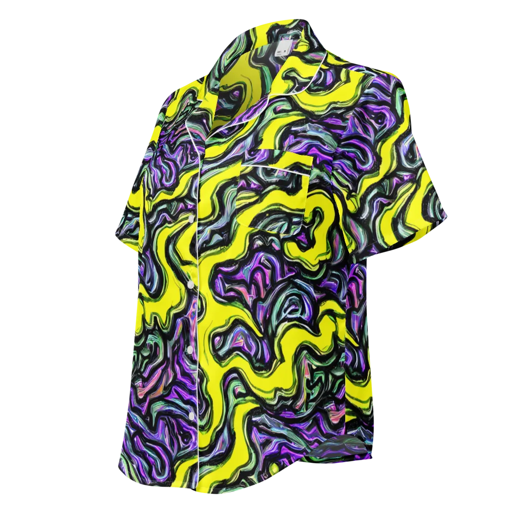Acid Ripple on Women's Short Sleeve Pajama Top — Left Front
