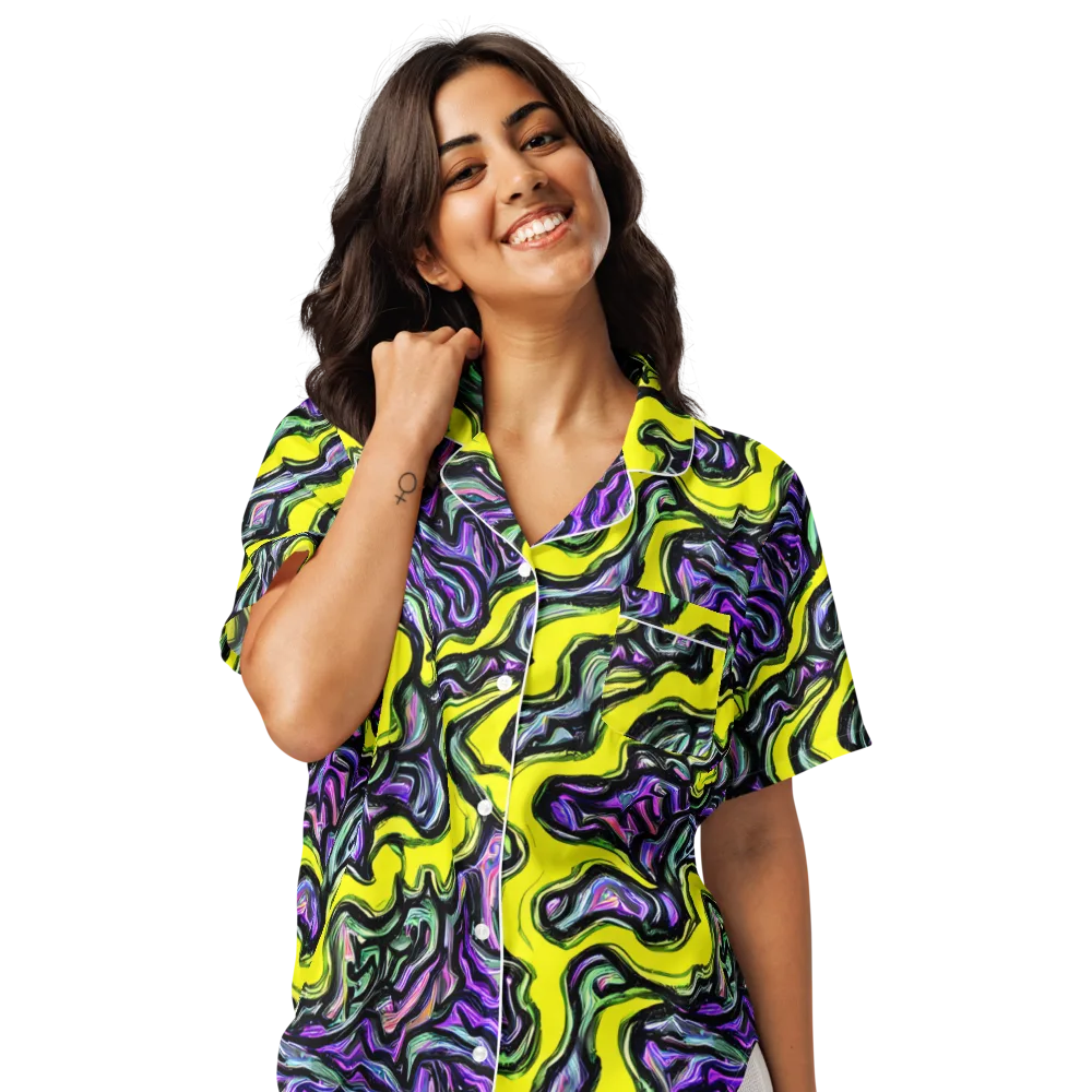 Acid Ripple on Women's Short Sleeve Pajama Top — Front
