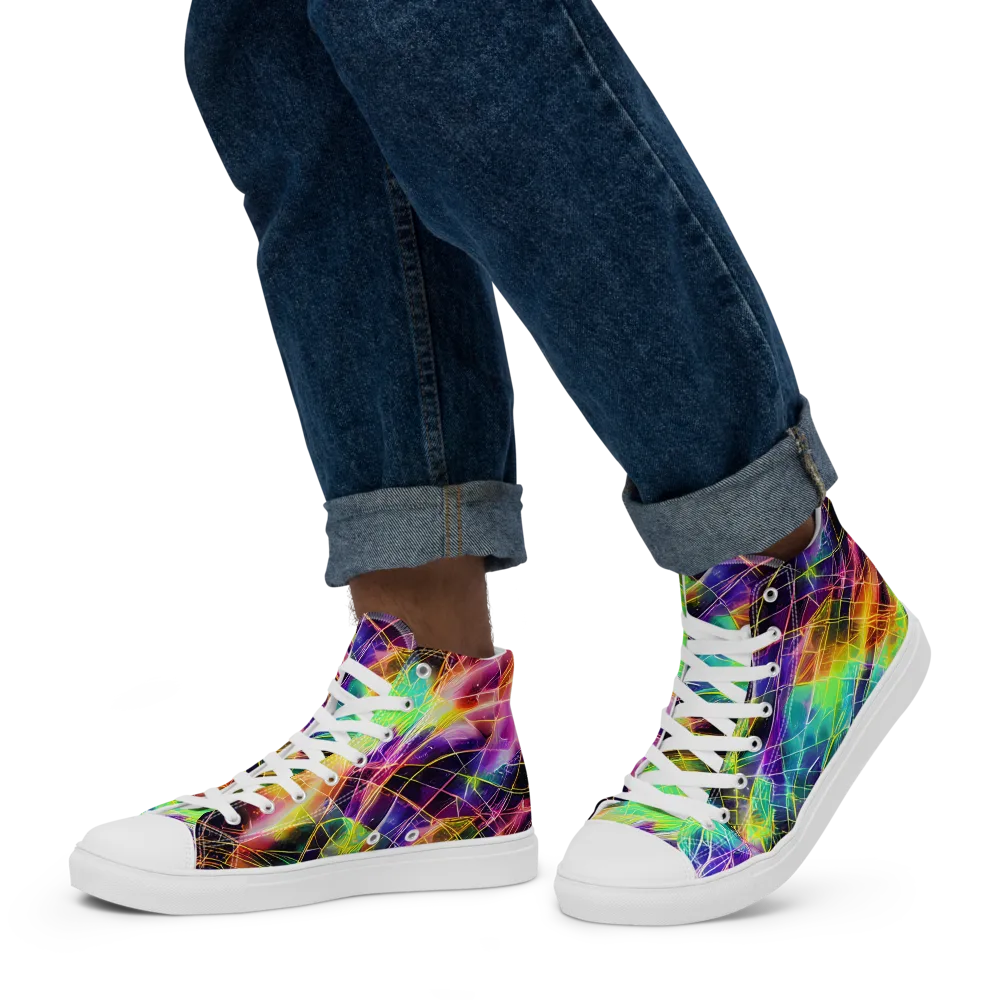 Stellar Shards on Men's High Top Canvas Shoes — Left